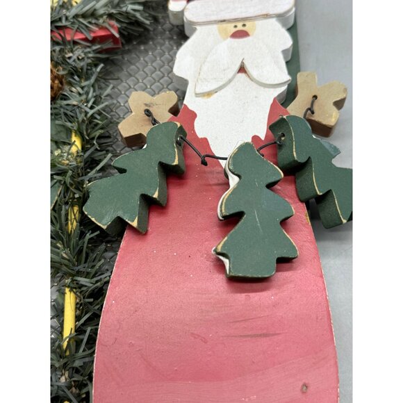 Christmas stocking wall hanging Santa bird house wood metal mess red green READ - Picture 4 of 7